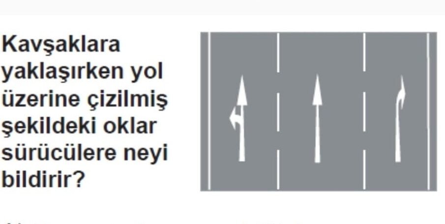 Kavşaklara Yaklaşırken Yol Üzerine Çizilmiş Şekildeki Oklar