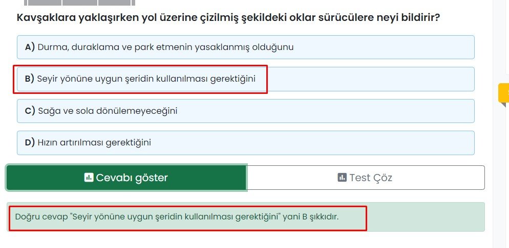 Kavşaklara Yaklaşırken Yol Üzerine Çizilmiş Şekildeki Oklar